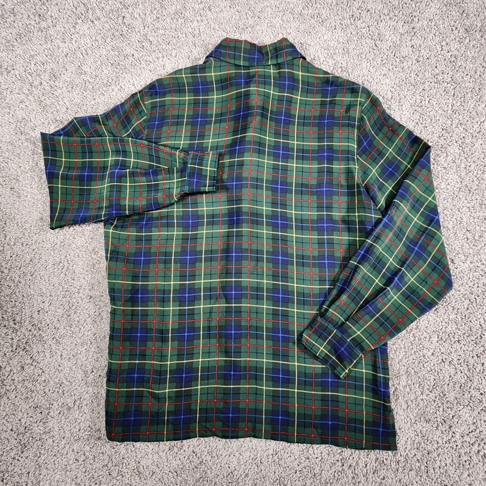 Pendleton Blouse Womens 4 Silk Tartan Plaid Button Front Top L/S Collared Luxury - Picture 4 of 9